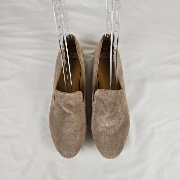 J Crew Outlet Size 9 Cream Taupe Suede Slip On Flats Amond Toe NWOT - Picture 3 of 12